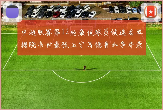 中超联赛第12轮最佳球员候选名单揭晓韦世豪张玉宁马德鲁加争夺荣誉